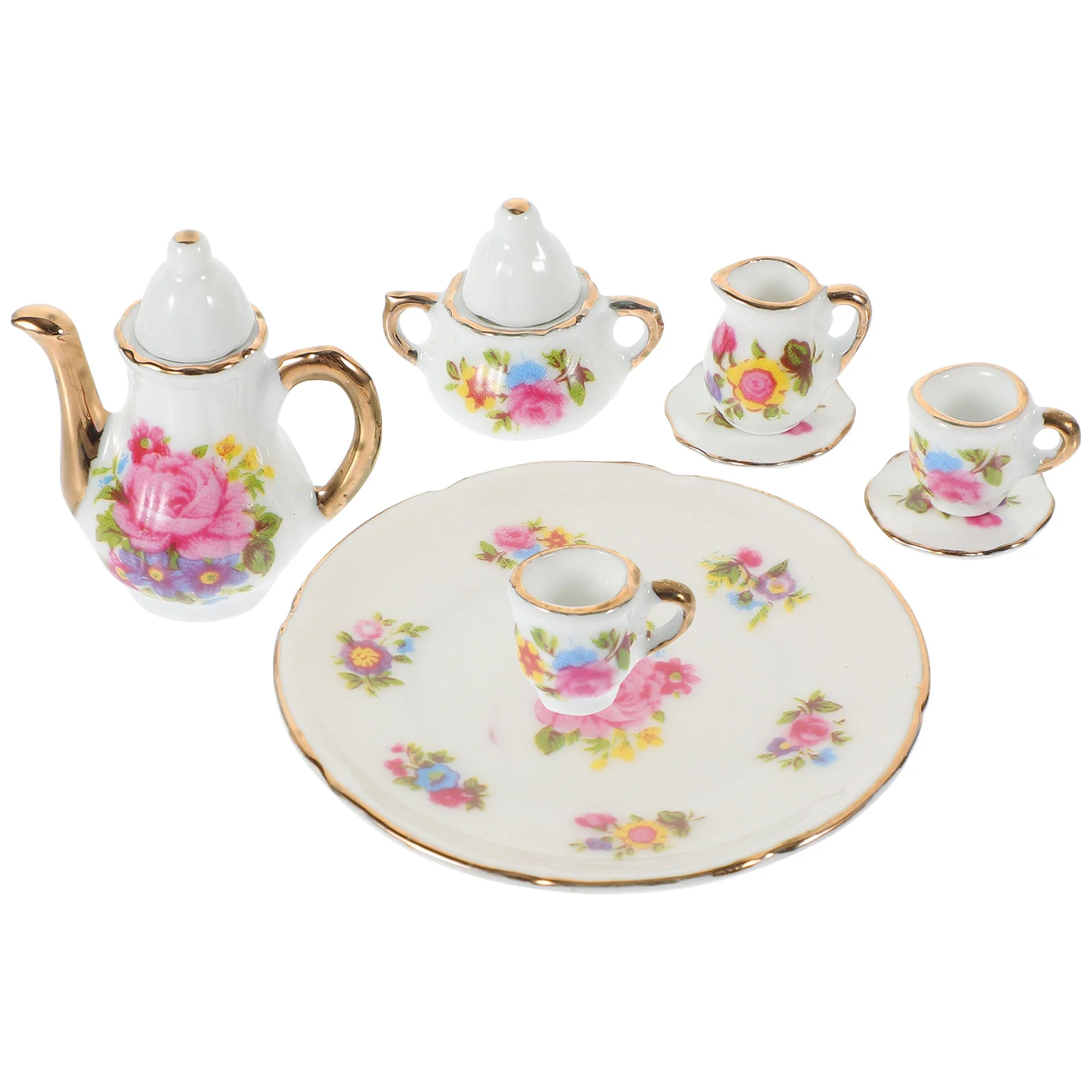 

House Tea Set Little Girl Toys Tiny Accessories Faceplate Mini Kitchen Scene Prop Ceramics Cup