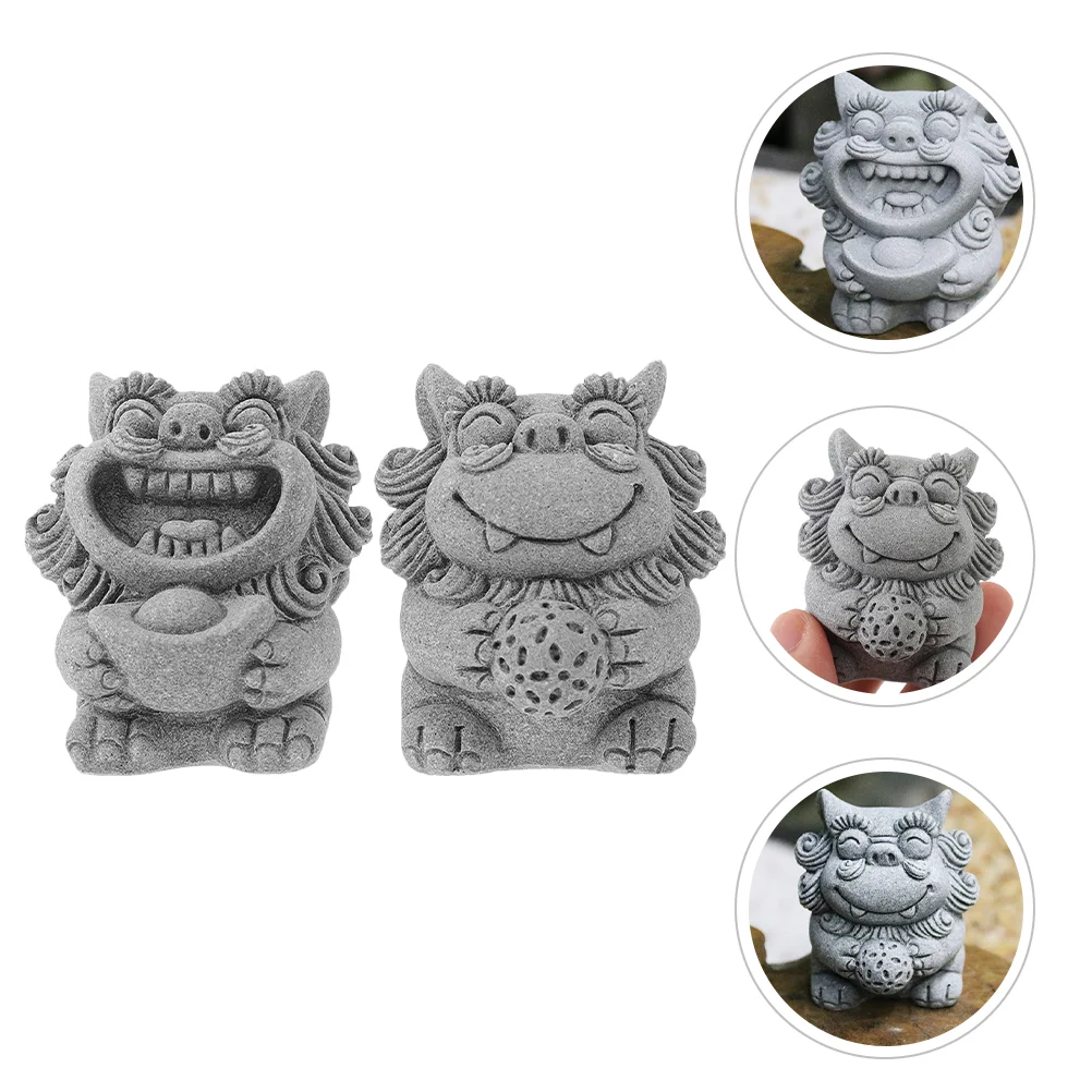 

2Pcs Garden Lion Statue Mini Lion Sculpture Decorative Lion Figurine Mini Lion Statue Decoration