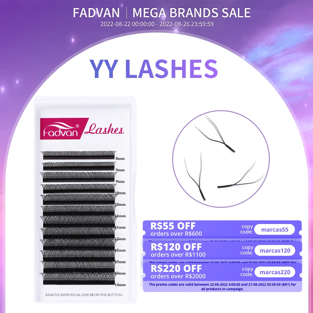 Fadvan YY Shape Lashes 0.05/0.07 Faux Mink C/D 8-15 mm Black/Brown Natural Soft Eyelashes Y Design Volume Fan Lashes