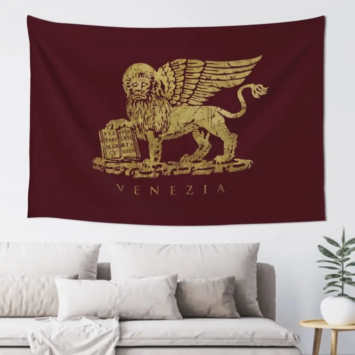 Leone di San Marco of Venezia - винтажный золотой гобелен декор для комнаты милый в корейском