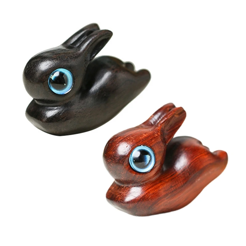 

Милый мини-кролик Статуэтка с большими глазами, миниатюрная резьба по дереву, скульптура для дома, улицы, сада, украшение «сделай сам»