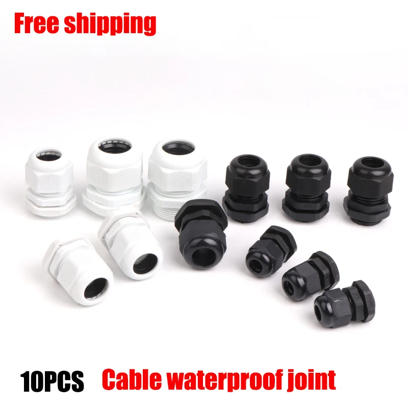 

10pcs Cable Gland Waterproof Plastic Connector PG9 PG16 Cable Entry IP68 PG7 for 3-6.5mm PG11 PG13.5 PG19/21 White Black Nylon