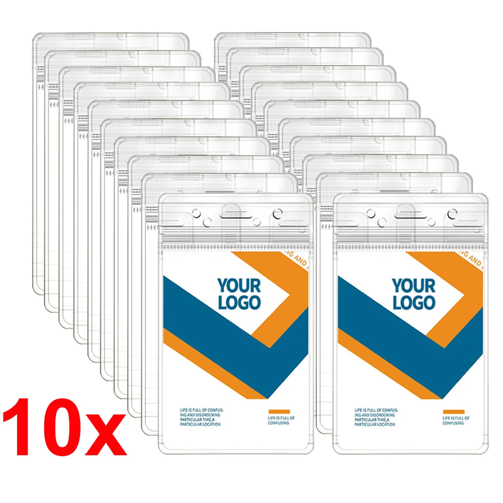 

10Pcs Transparent Card Covers Plastic Waterproof Chest Card Storage Cover Pockets Vertical Zipper ID Card Badge Holder Pockets