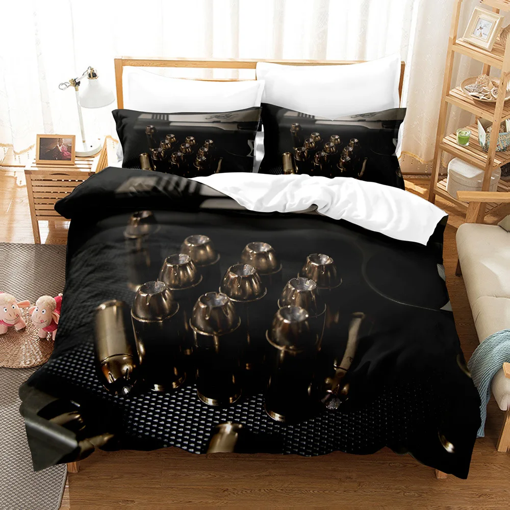 

Game gun Bedding Set Single Twin Full Queen King Size PUBG Set Aldult Kid Bedroom Duvetcover Sets 3D Print Bullet Bed