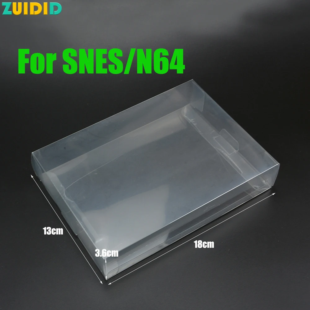 

ZUIDID Clear PET Transparent Plastic Box Protector Case Sleeves Cover For SNES N64 CIB Boxed Games Cartridge Box 18*13*3.6CM