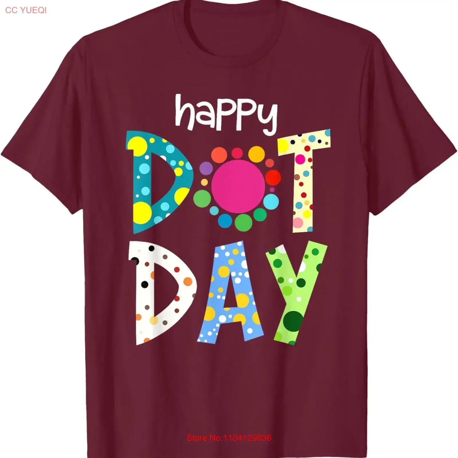 Фото Футболка Happy Dot Day Colorful Polka 2025, винтажная, с эффектом потертости, дышащая, мужская, с графическим дизайном, повседневная, унисекс, слегка свободного кроя №1