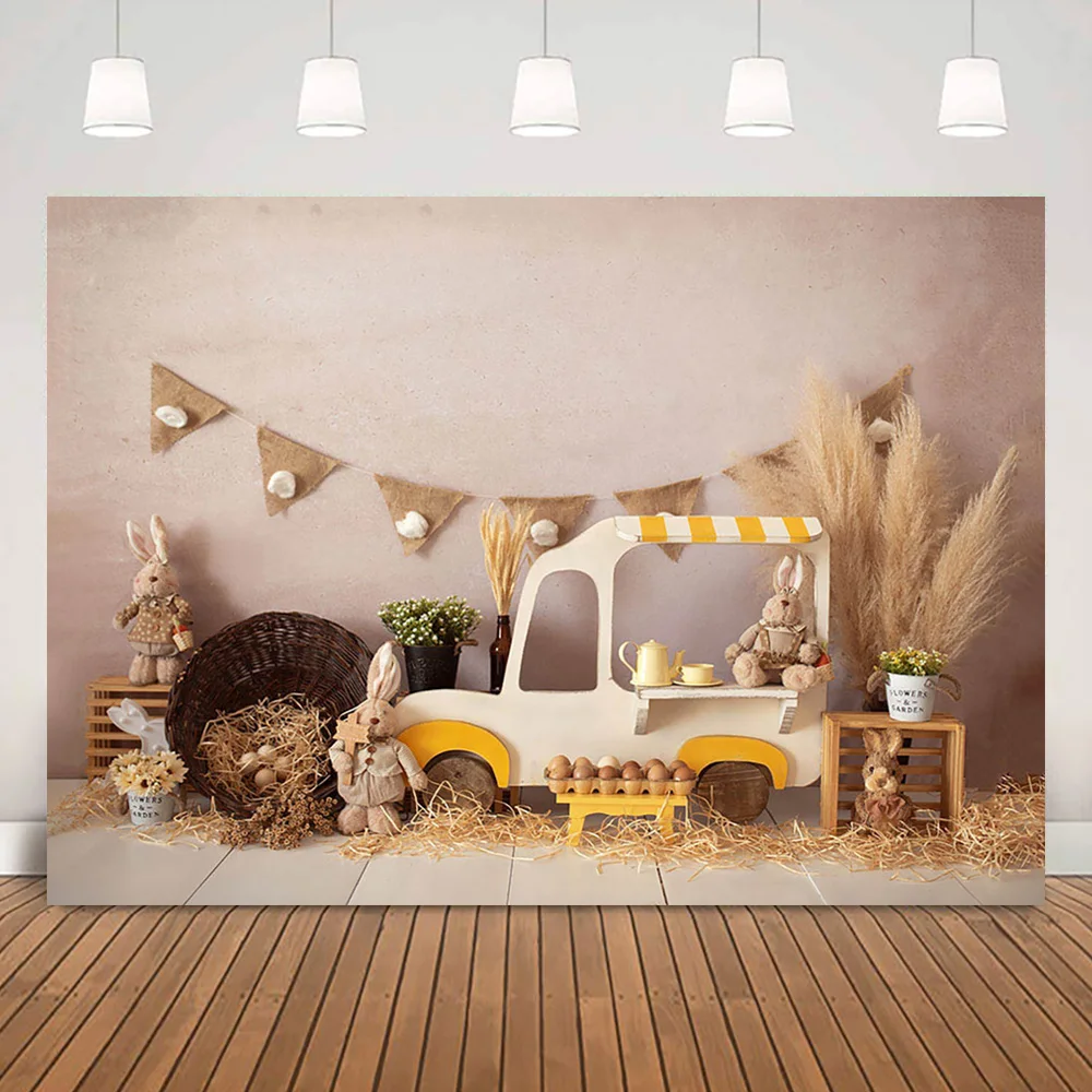 

Фон для фотосъемки с пасхальными яйцами и кроликом