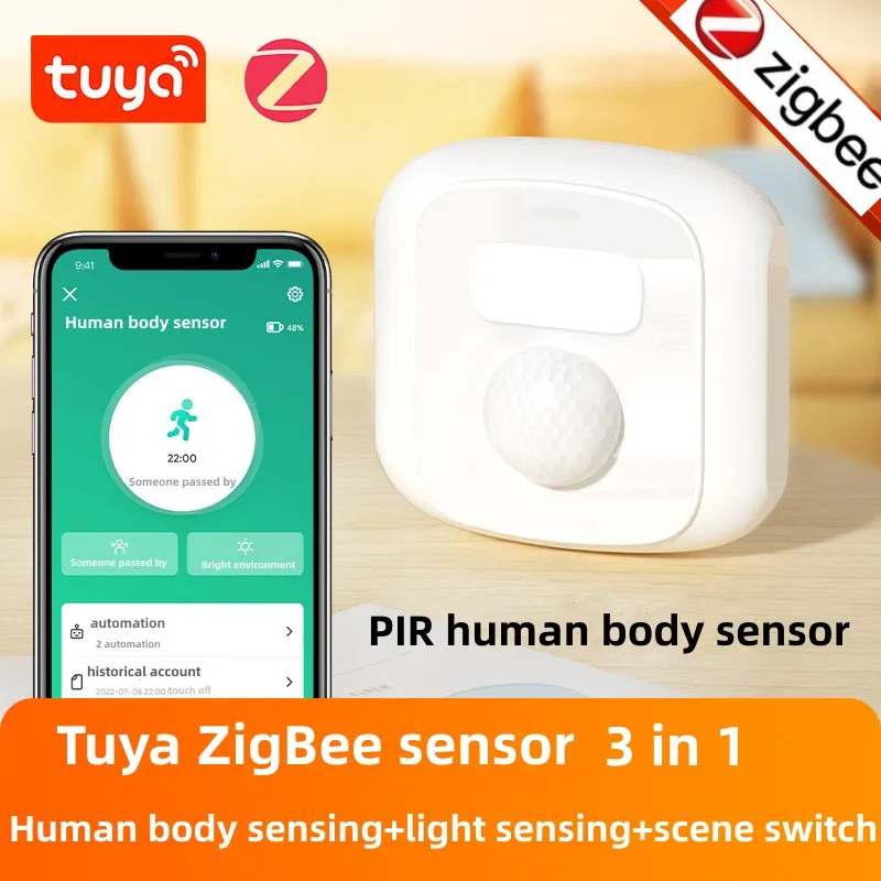 

Умный беспроводной датчик человеческого тела Tuya WiFi & Zigbee с фотодатчиком, пользовательская кнопка управления через приложение