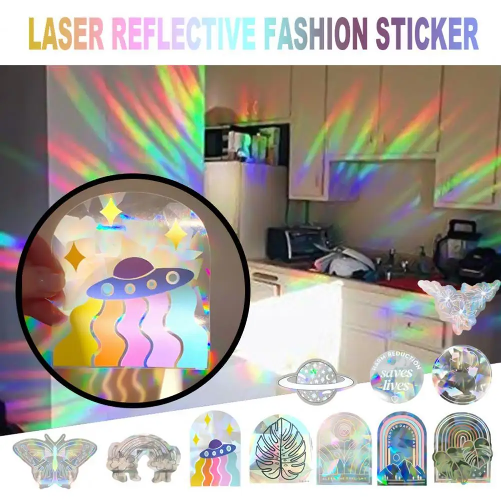 

Decorative Wall Sticker Individuality PVC 3D Rainbow Prisms Effect Decals Home Decor