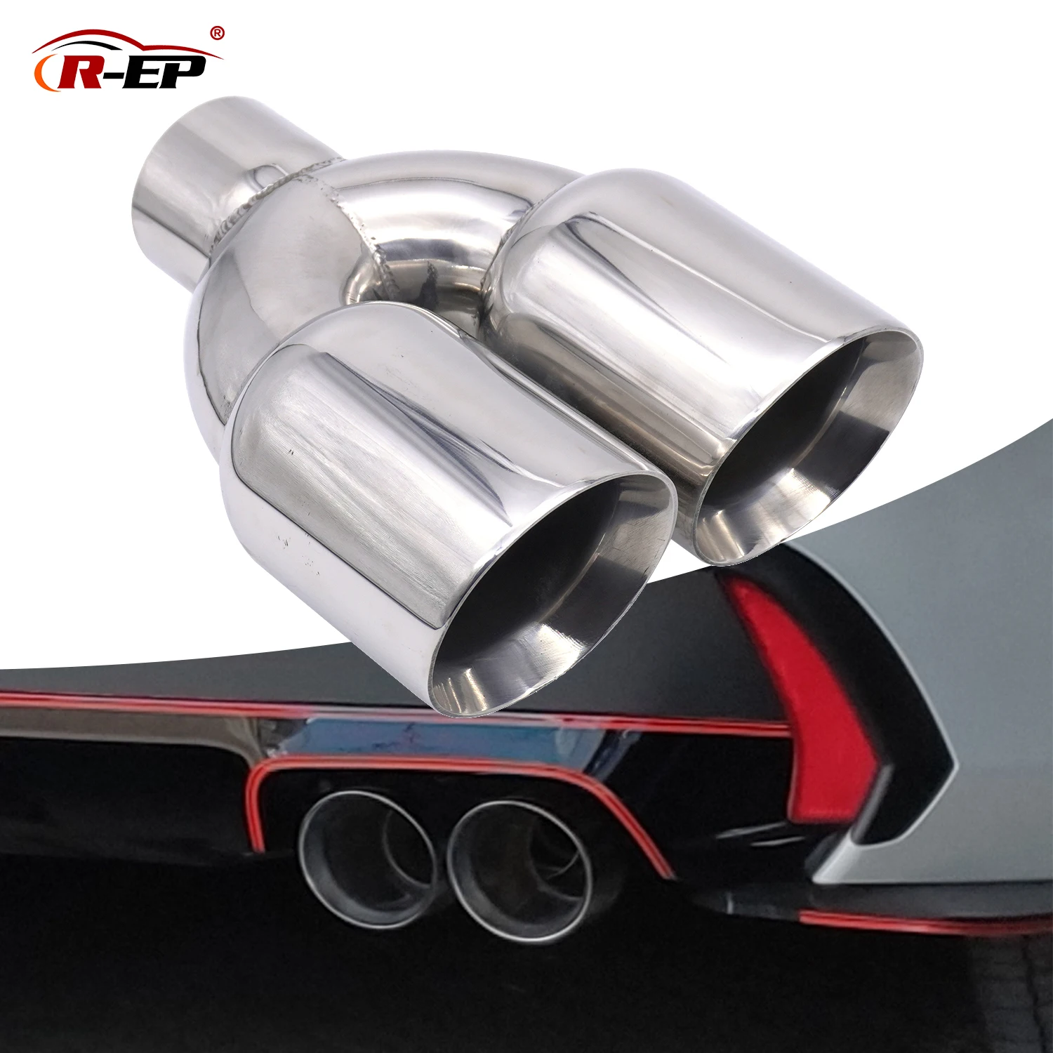 Автомобильный двойной Выпускной глушитель 63 мм наконечник Универсальный 2 5