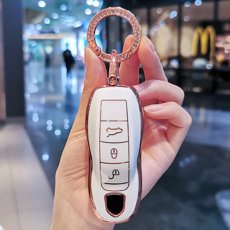 

TPU Car Key Case Cover For Porsche Cayenne 958 911 Lepin 996 Macan Boxster Panamera 997 944 924 Panamera 718 971 9YA Keychain