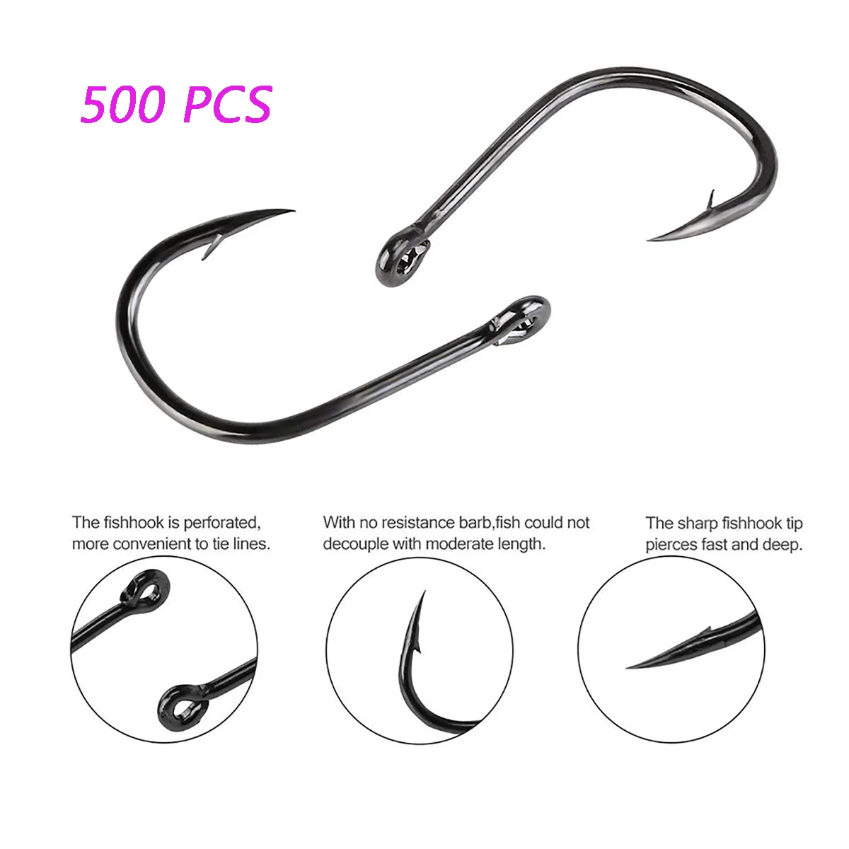 

500 PCS Black Gold Freshwater Fishing Hooks Carp Fishhooks Barbed Hooks Kit Jigging Bait Carp Fishing Hook