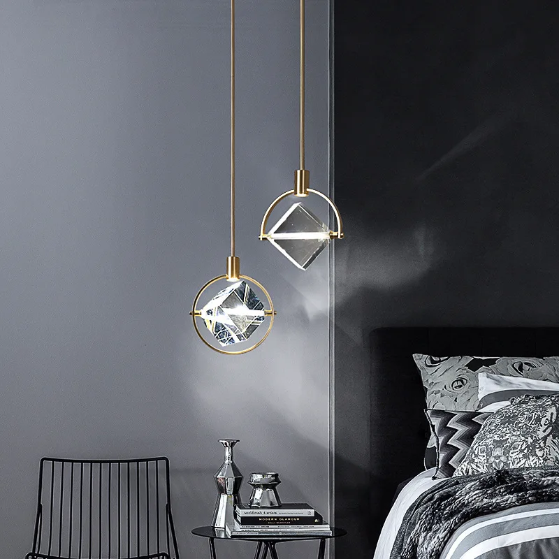

Nordic Light Luxury Living Room Staircase Corridor Entrance Bar Decorative Chandelier Crystal Post-modern Bedroom Wall LED Lamp