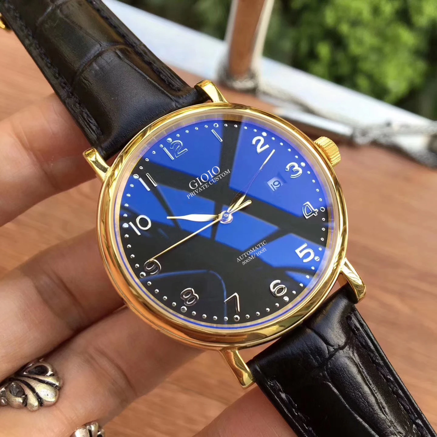 

automatic mechanical men leather black watch