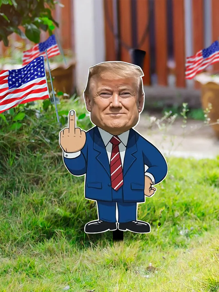 12x6 дюймов Трамп средний палец двор ЗНАК Забавный знак газон для дома и улицы сад