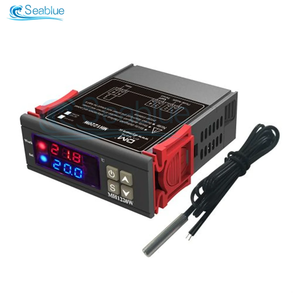 

DC 12 В-72 В 10A MH1220W светодиодный цифровой термостат регулятор температуры для внутреннего и наружного отопления охлаждающий термометр погода