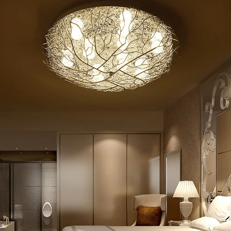 

Простой светодиодный потолочный светильник, креативная лампа-гнездо, теплый романтический светильник для спальни, комнатное освещение, ...