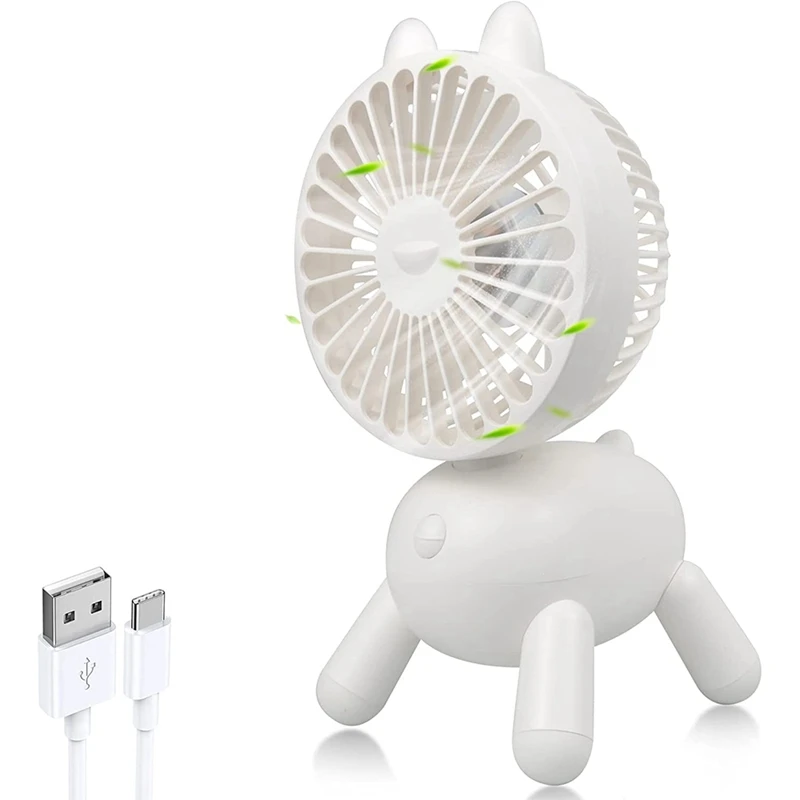 

Puppy Portable Desk Fan, Desktop Table Cooling Fan in Single Button, Rechargeable Personal Fan for Home Office