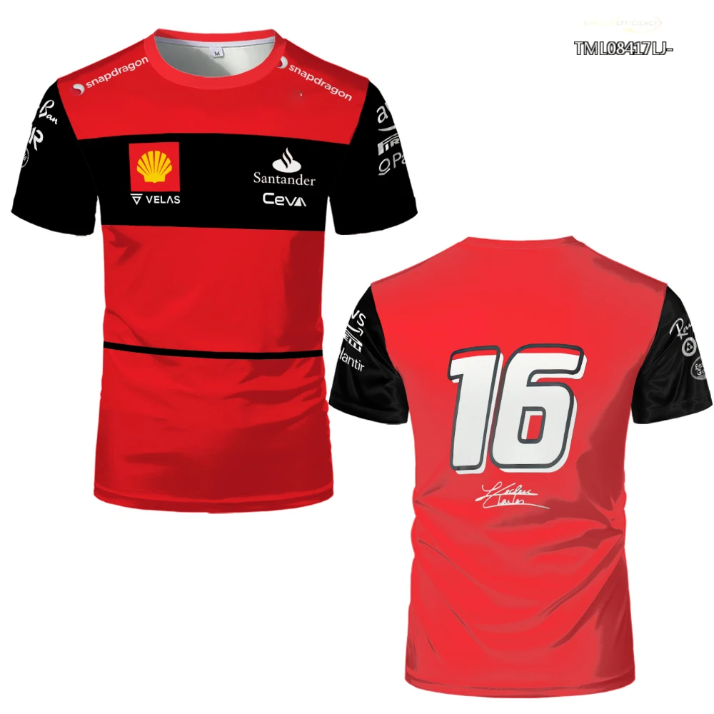 

Красная мужская футболка с коротким рукавом Formula One Ferrari F1-75 Racing, уличная одежда для фанатов экстремальных видов спорта, уличная спортивная о...