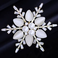 new european and american style snowflake opal pearl brooch fashion elegant brooch temperament clothing simple corsage