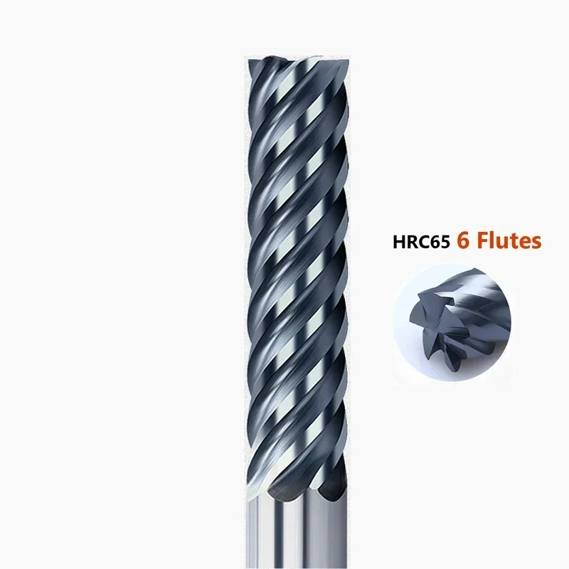

6-зубая твердосплавная концевая фреза из металла, стали, 6 зубьев, вольфрамовая фреза 3, 4, 6, 8, 10, 12, 20, 25 мм, финишная обработка с ЧПУ, фреза