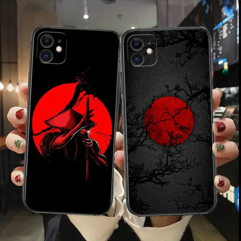 

Japanese Red Moon Luxury Phone Case For Apple IPhone 13 12 11 14 Pro Max Mini XR X XS Max 6S 6 7 8 Plus SE 2020 Fashion Cover