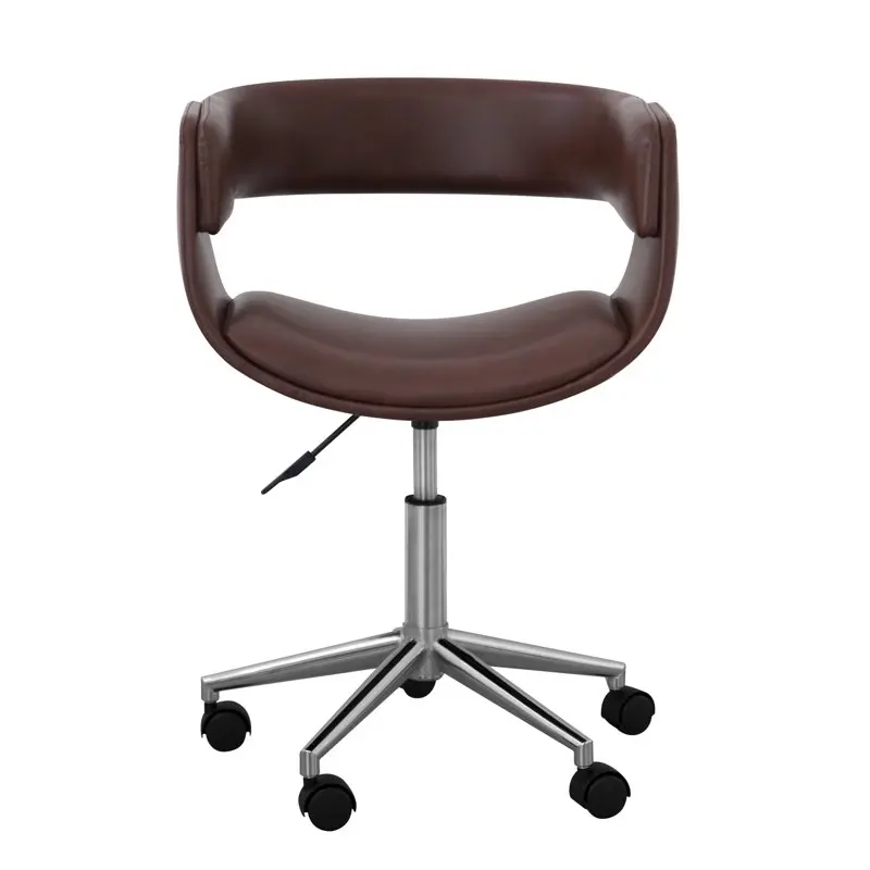 

Leather Office Chair with Adjustable Ergonomic , Swivel Base, /Chrome