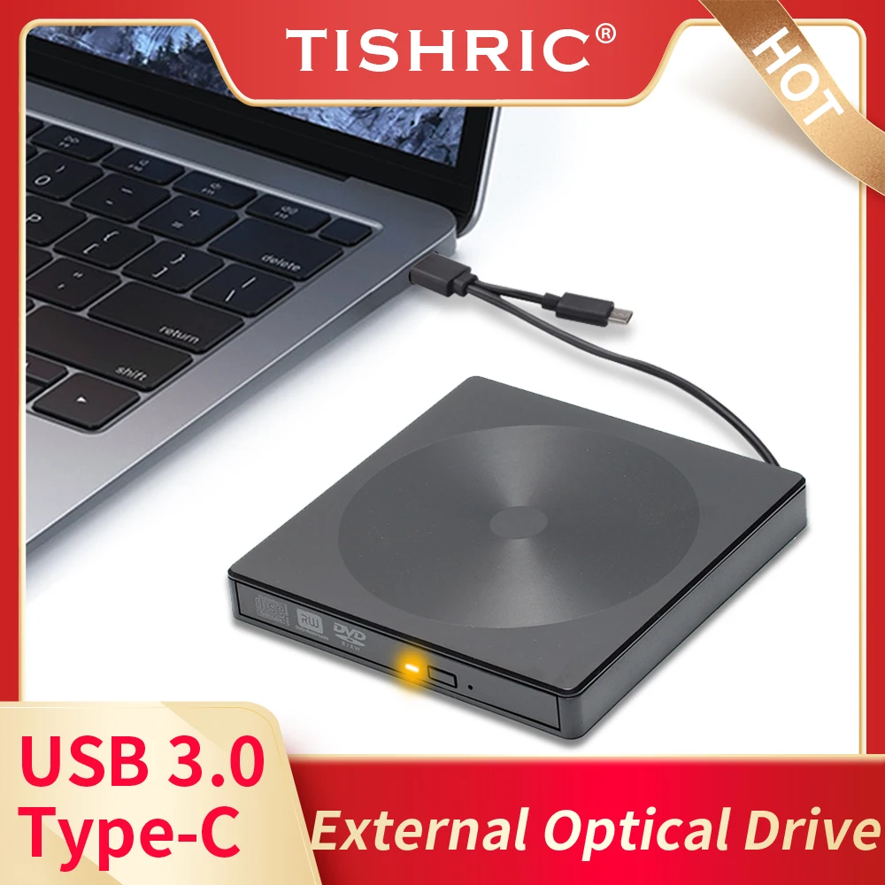 Внешний оптический привод TISHRIC устройство для чтения дисков DVD CD USB 3 0 Type C с