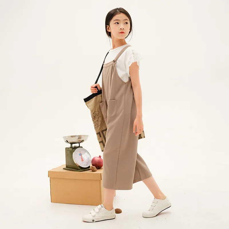 

2022 Summer Oversized Clothing For Teenage Girls 5 6 7 8 9 10 11 12 13 14 Years Wide Leg Jumpsuit Suspender Pants Kids Overalls