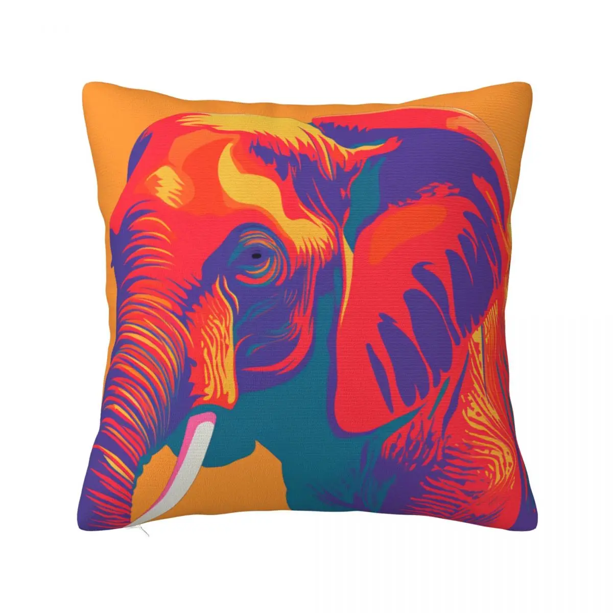 

Elephant Pillow Case Risograph Art Spring Funny Pillowcase Polyester Car Zipper Cover