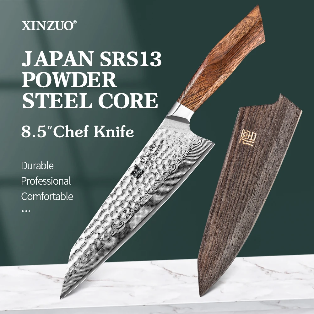 XINZUO 8 5 &quotнож шеф-повара 49 слоев дамасской стали SRS13/R2/SG2 Santoku кухонный нож резак для
