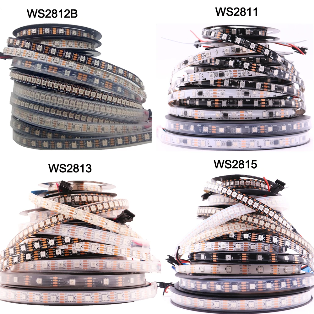 

WS2811 WS2812B WS2813 WS2815 5050 RGB Smart LED Strip Individually Addressable IC 30/60/144Pixels/Leds/m Tape Light IP30/65/67