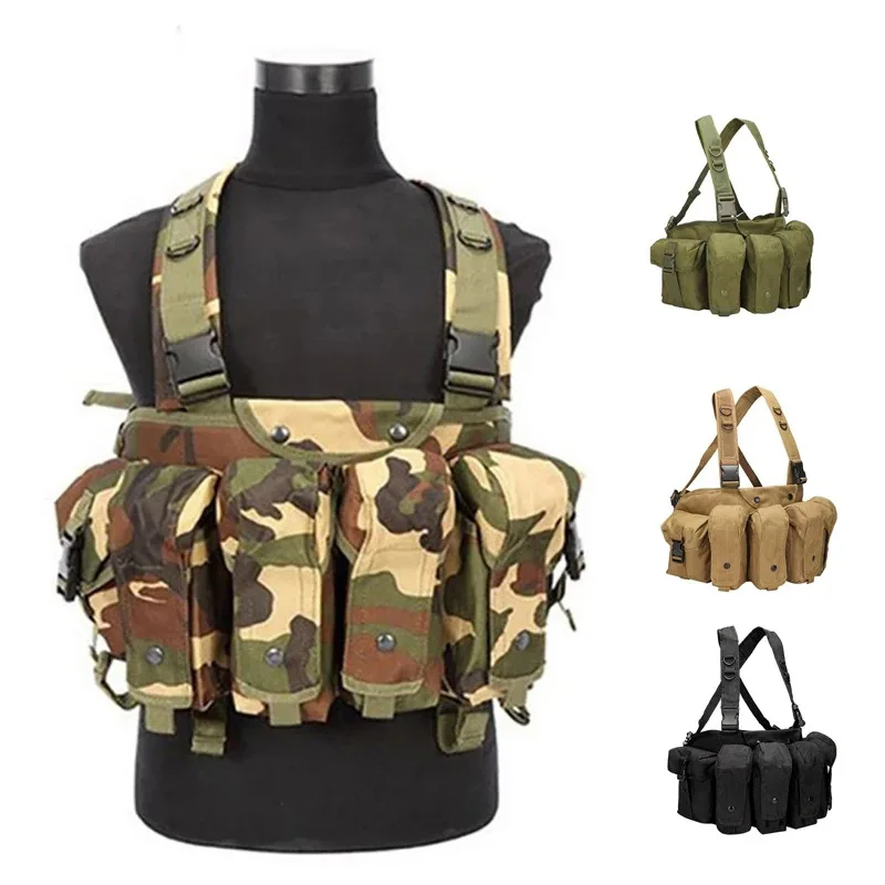 

600D CS Wargame TCM Chest Rig Airsoft Lightweight Tactical Vest Military Gear Pack Magazine Pouch Holster Molle System Swat Tank