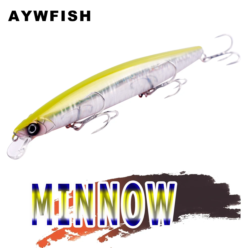 

AYWFISH Jerkbait Minnow 16.5CM 32.5G Shallow Diver 3PCS Treble Hooks Seabass Fishing Lures Tackle High Quality Artificial Bait