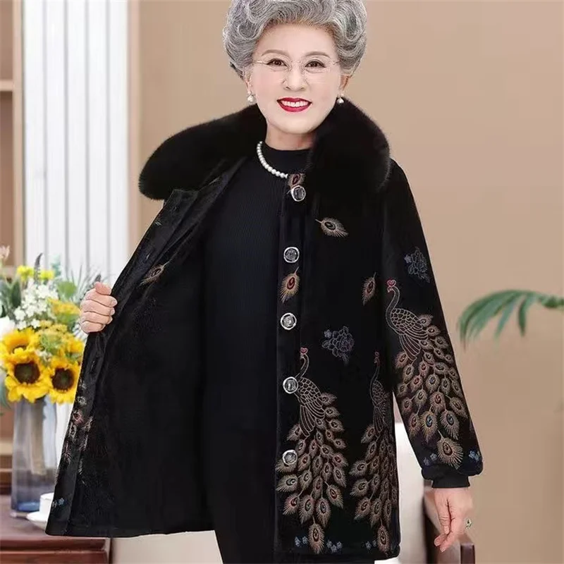 Женская одежда с винтажным принтом плюшевая толстая хлопковая куртка зимнее