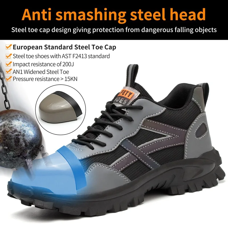 

Steel Toe Work Safety Shoes Men Women Work Sneakers Breathable Lightweight Indestructible Shoes Men Safety Shoes Boots
