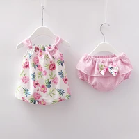 new newborn baby girls clothes sleeveless dressbriefs 2pcs outfits set striped printed cute clothing sets summer sunsuit 0 24m