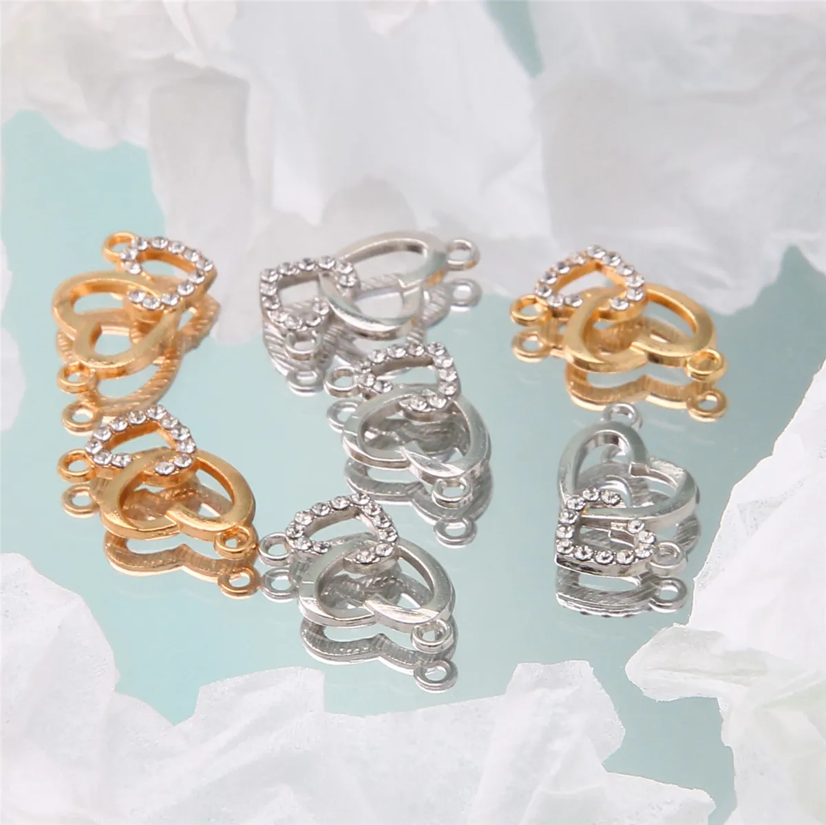 10 шт. 18*15 мм двойной соединитель из сплава в форме сердца с двумя отверстиями DIY