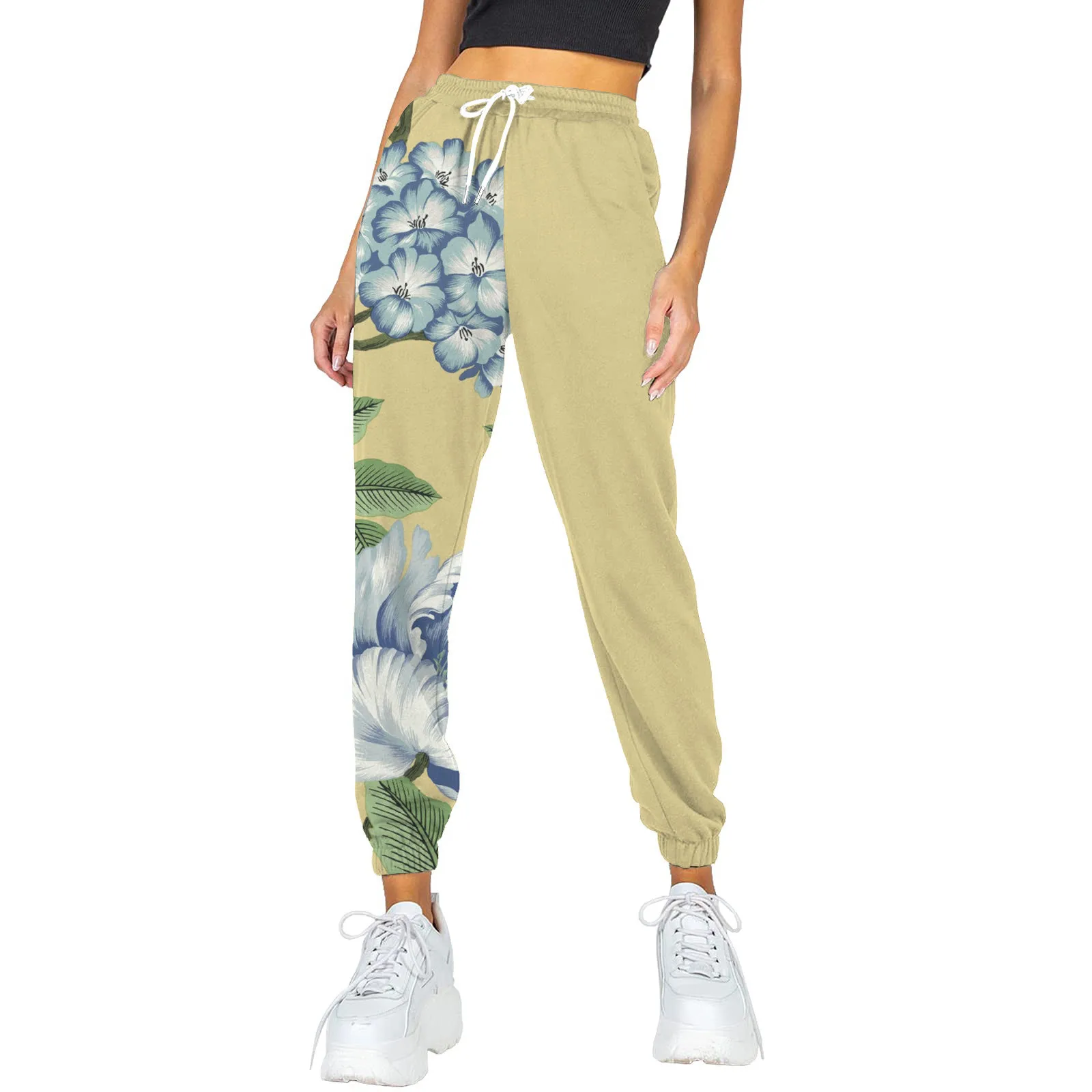 

Брюки женские с цветочным принтом, спортивные мешковатые штаны для бега, спортивные джоггеры с завышенной талией, повседневные штаны