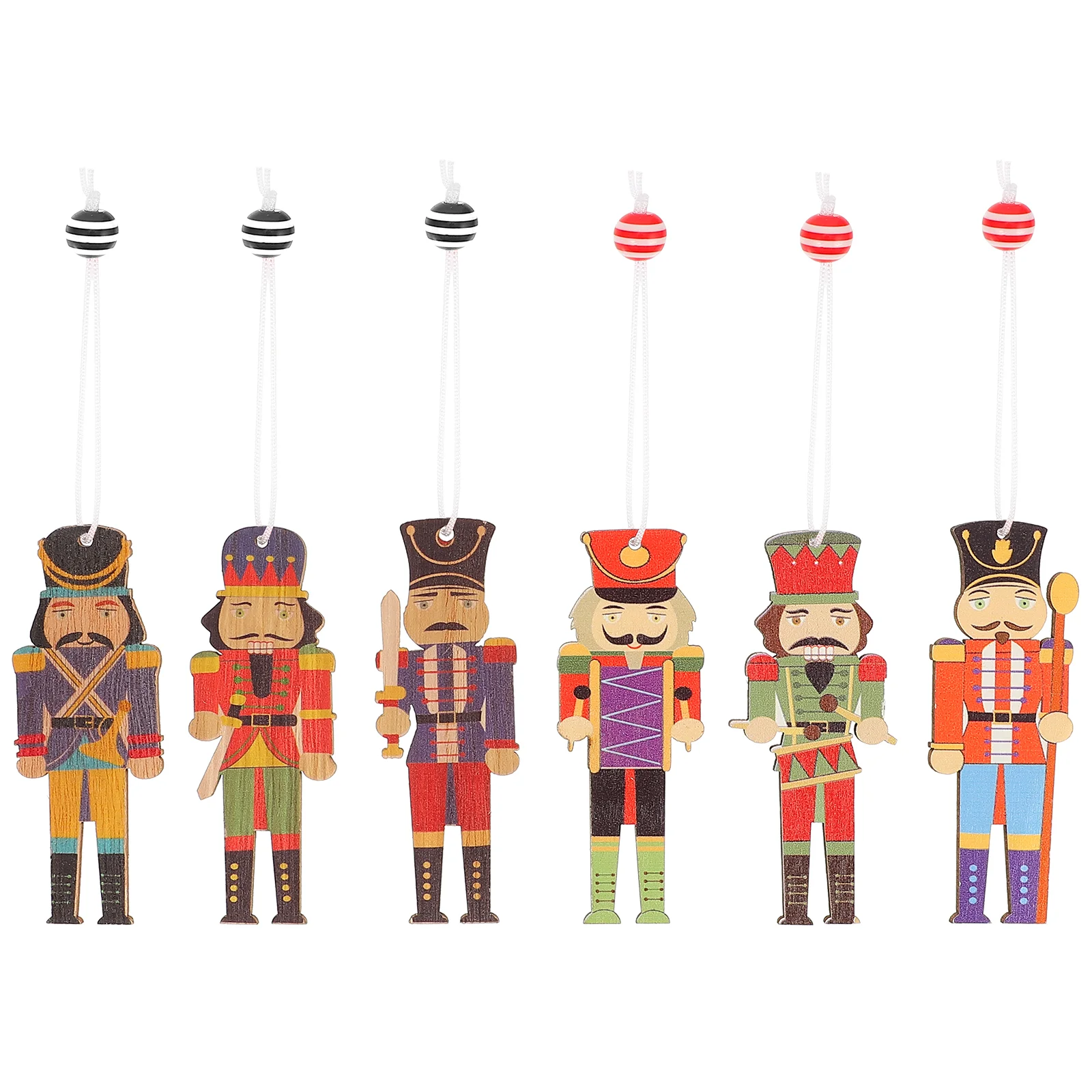 

Christmas Nutcracker Wooden Pendantsoldiers Figures Festival Hanging Slices Soldier Colored Decorative Decortree Decoration