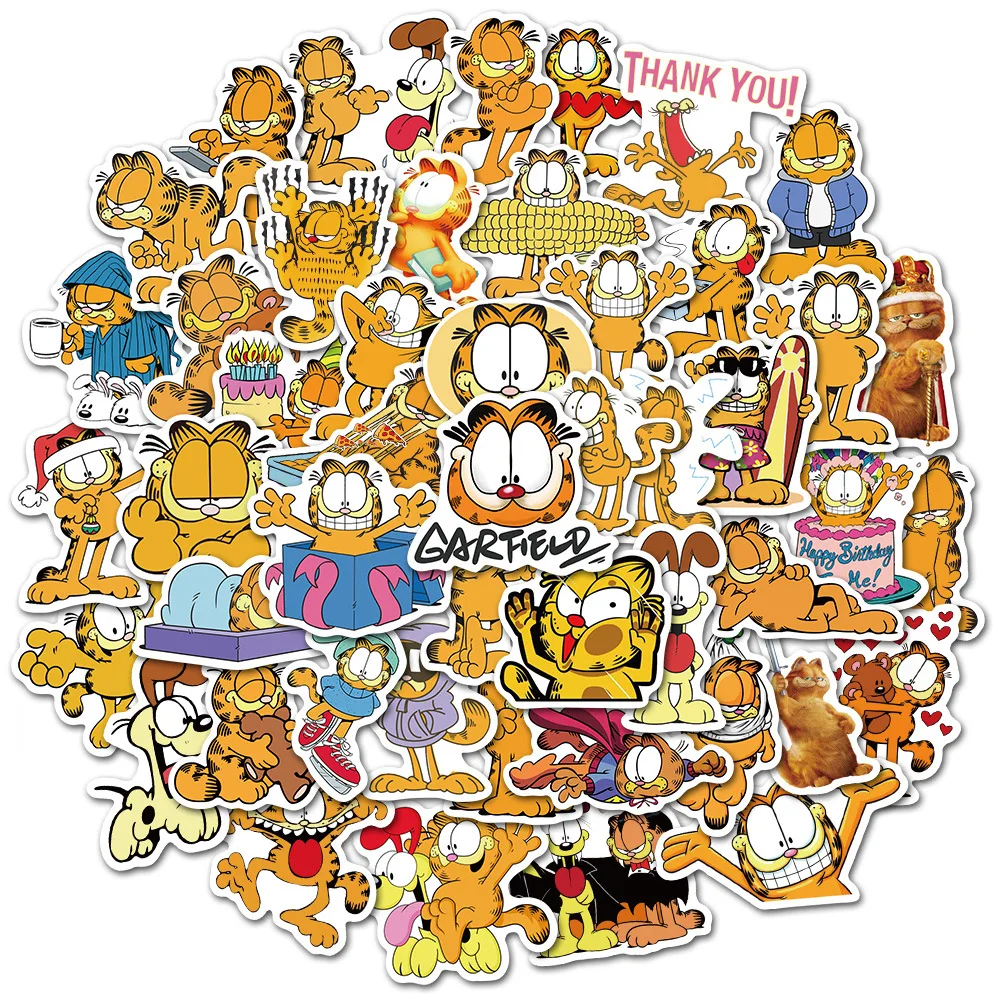 

30/50Pcs Cartoon Animation Garfield Cute Sticker Notebook Guitar Clipbook Graffiti Decorative Sticker Children Toy Gift