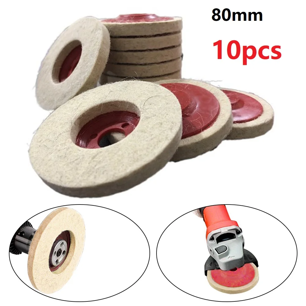 

10pcs Wool Polishing Disc For 100 Angle Grinder 16mm Bore 80mm Round Buffing Pad Buffer Disc For Grinding Machine