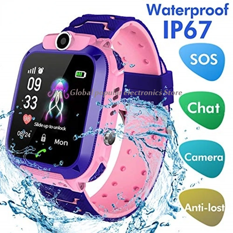 

Q12 Kids Smart Watch IP67 Waterproof SOS Camera Phone 2G SIM Card Voice Call LBS Location Child Clock Smartwatches Gift