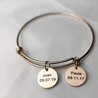 Индивидуальный именной браслет Sherman из нержавеющей стали, регулируемый браслет, круглая маленькая бижутерия, подарок для девочек