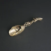 antique brass lotus leaf creative kung fu tea ceremony tea shovel spoon copper carving crafts