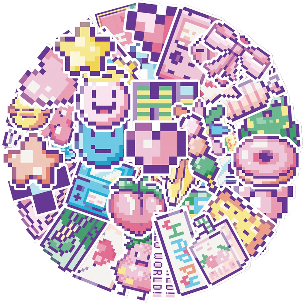 

10/30/45pcs Kawaii Pink Pixel Stickers Aesthetic DIY Water Bottle Phone Scrapbook Laptop Graffiti Waterproof Kids Sticker Decals