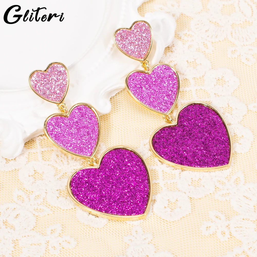 

GEITERI Simple Multiple Pink Heart Earrings For Women Gils 1Pair Scrub Love Stud Earring Fashion Jewelry Wedding Party Gifts New