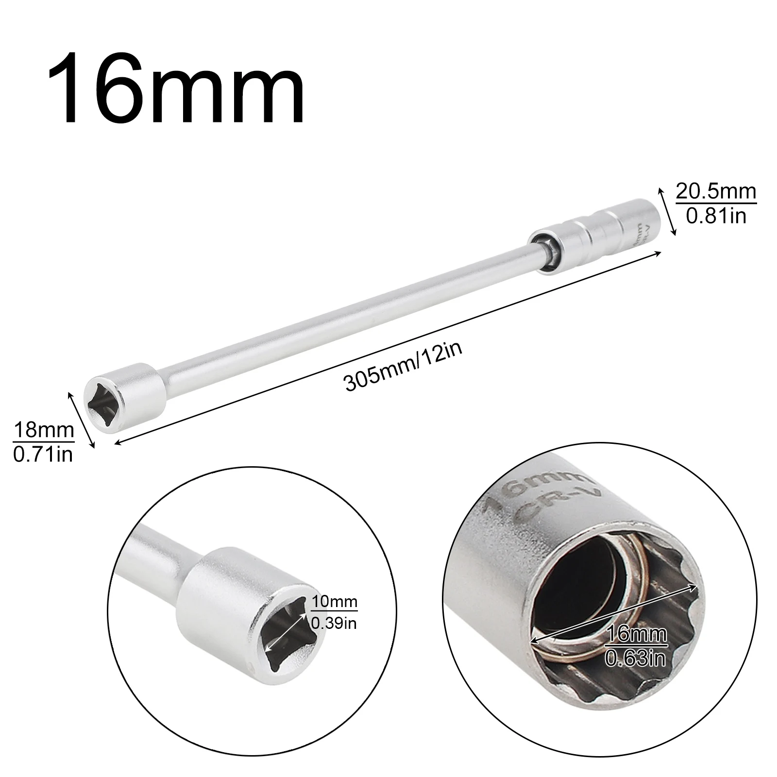 

1 шт., 14 мм, 16 мм, 3/8, привод, 12-дюймовая магнитная розетка для свечей зажигания, подходит для BMW Nissan Honda, 12-точечный инструмент для снятия свечей зажигания на стене