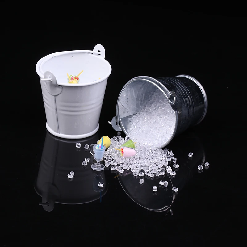 

1:12 Dollhouse Mini Bucket + Ice Cube + Ice cream Food Toy Miniature Scene Accessories