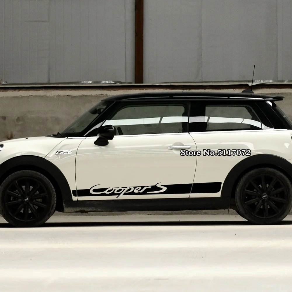 

2 pieces of Car Styling Door Side Racing Stripes Skirt Body Decal Stickers for BMW MINI Cooper S F56 Decal 2014-2018 Accessories